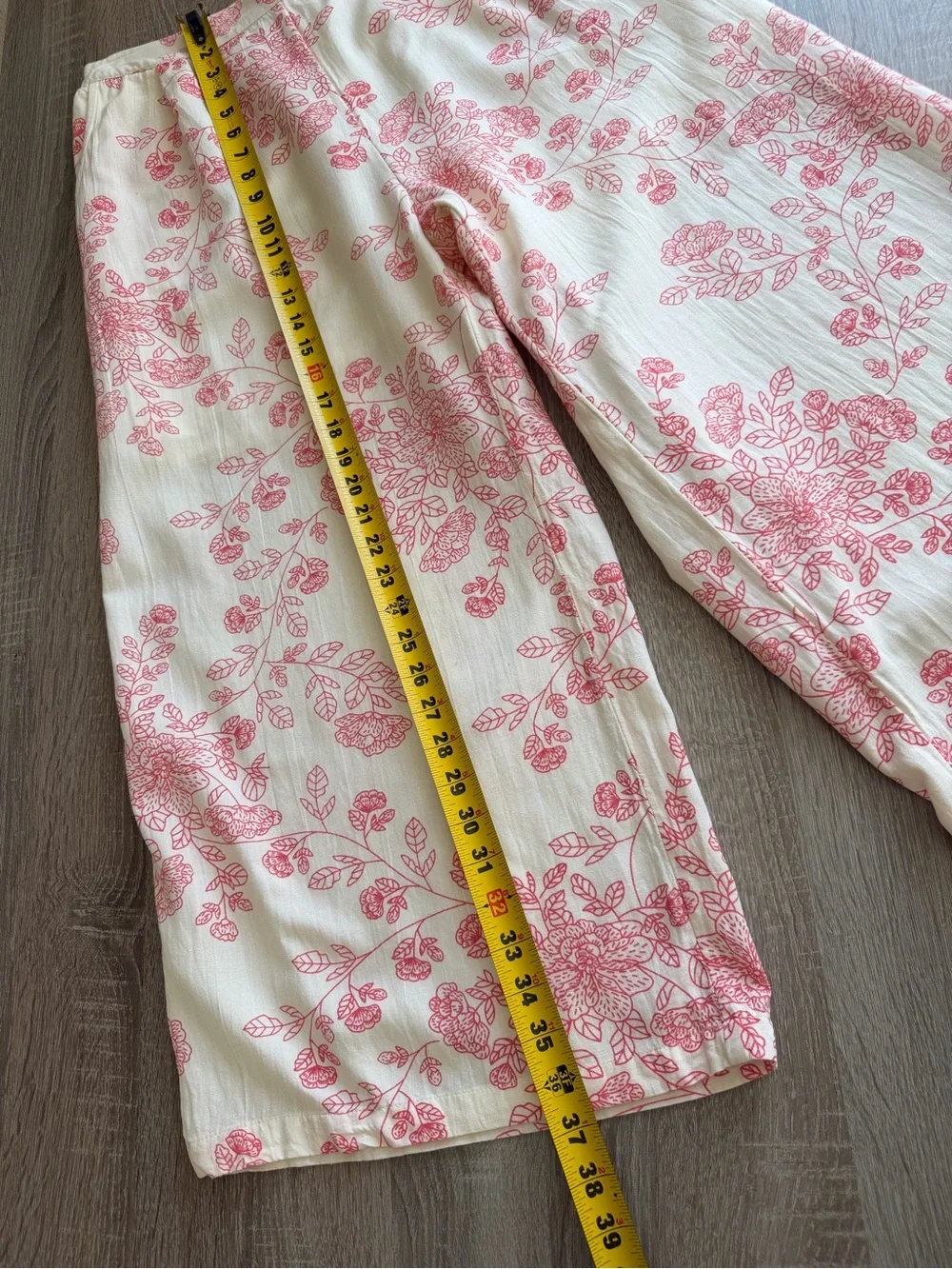 Max Linen Blend Wide Leg Straight Fit Floral Print Palazzos Casual Pants XL